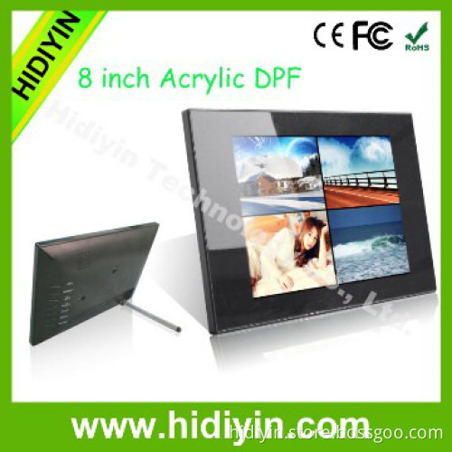 8 inch tempered glass dpf digital photo frame